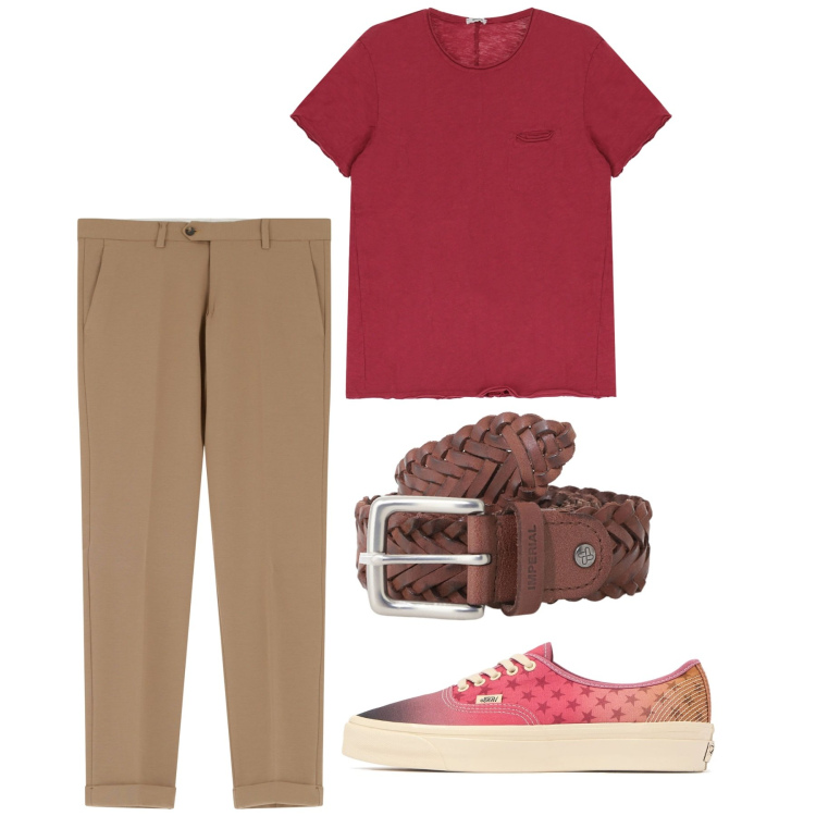 Outfit uomo - Coordinato. Stile Casual per Tutti i giorni. Abbinamento con pantaloni, cinture, t-shirt, sneakers.