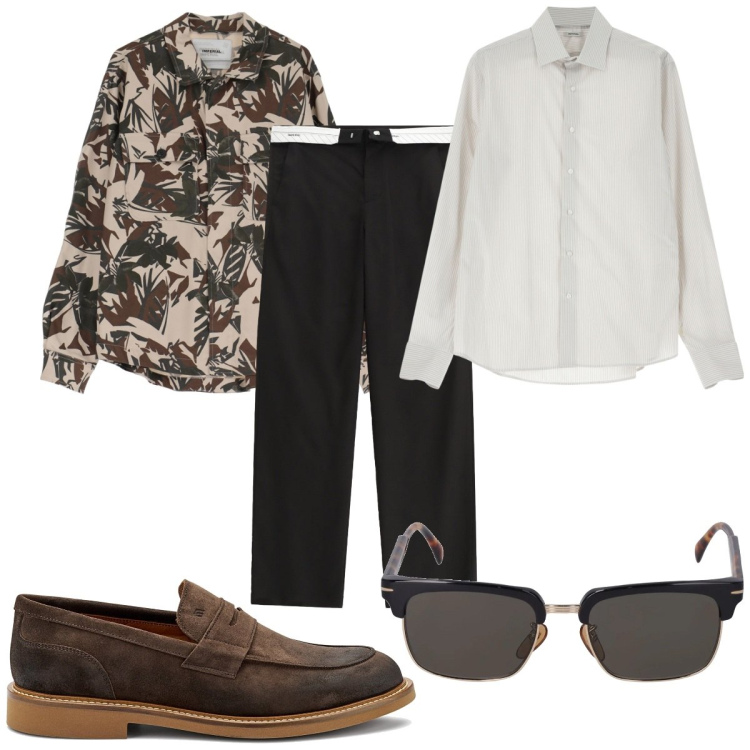 Outfit uomo - Total look #2175020. Stile Trendy per Tutti i giorni. Abbinamento con camicie, giacche, pantaloni, occhiali da sole, scarpe stringate.