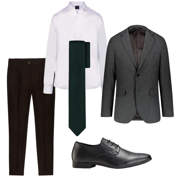 Outfit uomo - Total look #2175061. Stile Business/Elegante per Cerimonia. Abbinamento con scarpe stringate, giacche, camicie, pantaloni, cravatte.