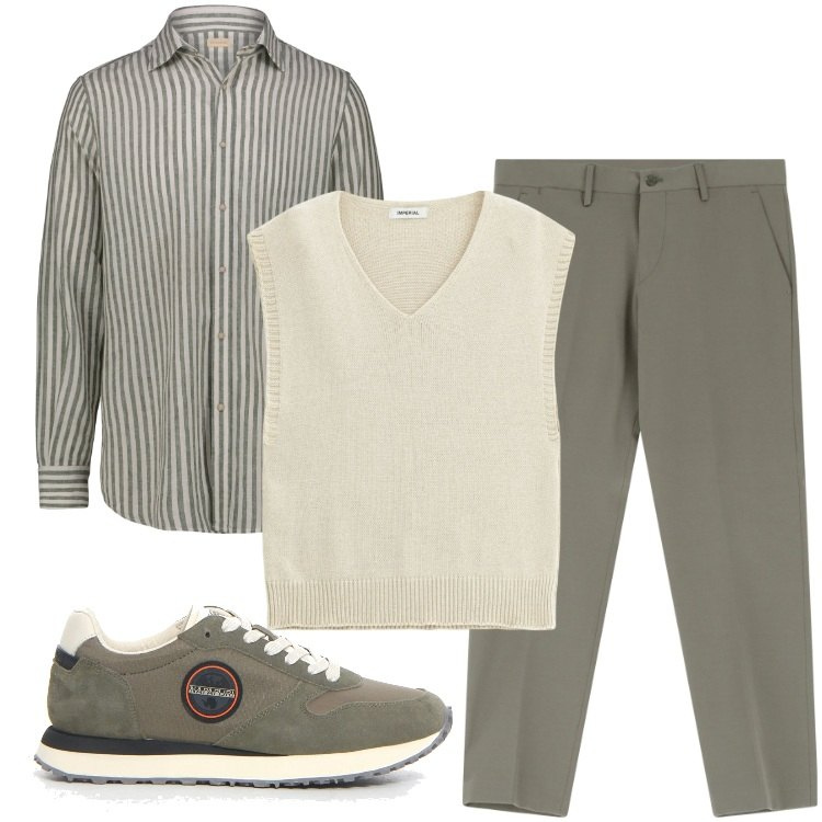 Outfit uomo - Total look #2175106. Stile Urban per Ufficio. Abbinamento con maglieria, pantaloni, sneakers, camicie.
