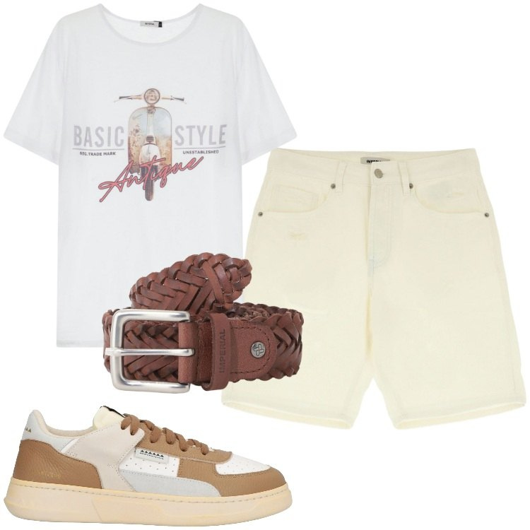 Outfit uomo - Total look #2175110. Stile Casual per Tutti i giorni. Abbinamento con sneakers, cinture, bermuda, t-shirt.