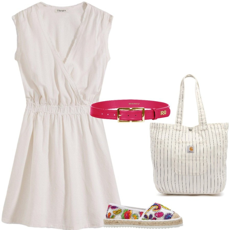 Outfit donna - Smanicato. Stile Casual per Tutti i giorni. Abbinamento con vestiti, espadrillas, cinture, borse tote.