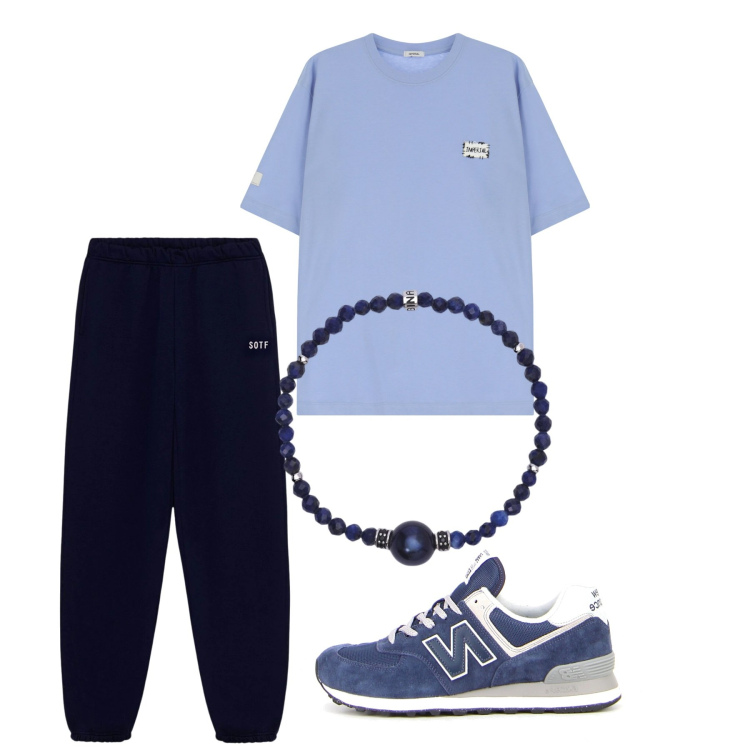 Outfit uomo - Sport. Stile Casual per Tutti i giorni. Abbinamento con braccialetti, t-shirt, sneakers, pantaloni.