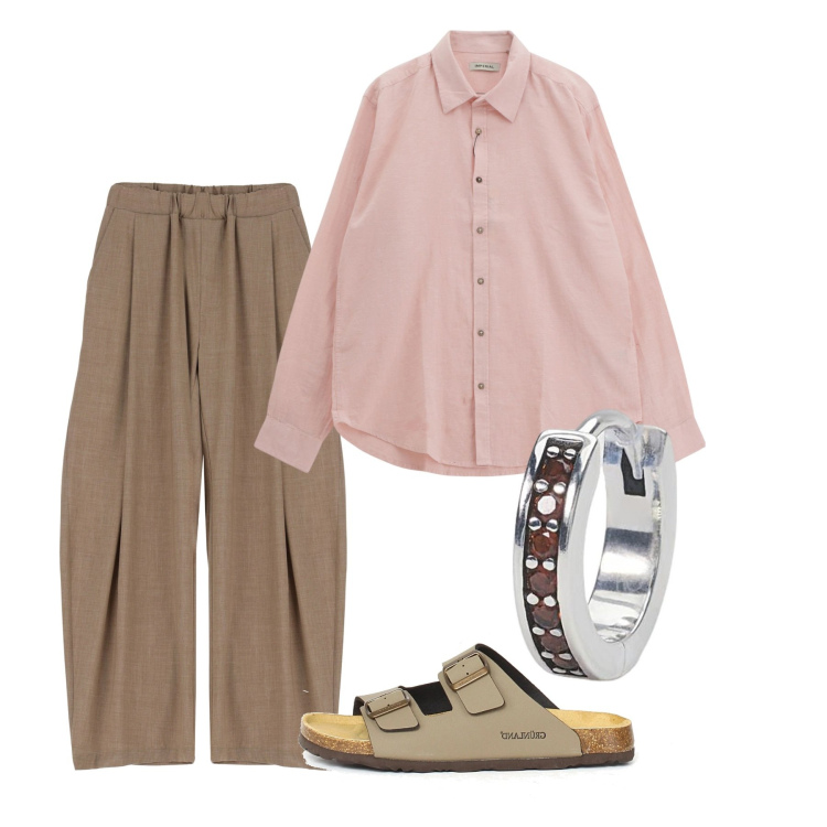 Outfit uomo - Comode ampiezze. Stile Trendy per Tutti i giorni. Abbinamento con orecchini, pantaloni, camicie, sandali.