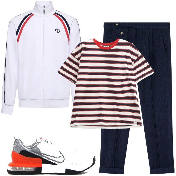 Outfit uomo - Total look #2175517. Stile Casual per Tutti i giorni. Abbinamento con t-shirt, jeans, giacche sportive, scarpe sportive.