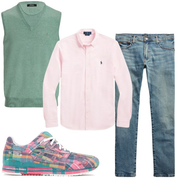 Outfit uomo - Total look #2175518. Stile Trendy per Tutti i giorni. Abbinamento con jeans, camicie, maglieria, sneakers.