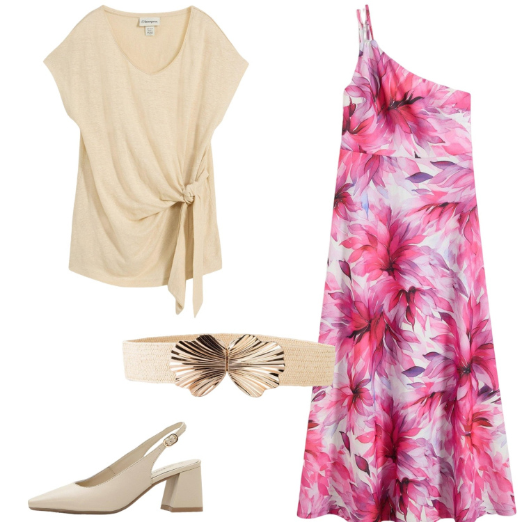 Outfit donna - Summer romance. Stile Romantica per Tutti i giorni. Abbinamento con maglieria, décolleté, cinture, vestiti asimmetrici.