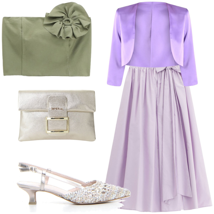 Outfit donna - In gonna alla cerimonia. Stile Bon Ton per Cerimonia. Abbinamento con gonne lunghe, pochette, top, bolero, sandali col tacco.