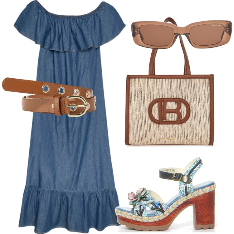 Outfit donna - I sandali deliziosi. Stile Casual chic per Tutti i giorni. Abbinamento con cinture, vestiti lunghi, sandali col tacco, borse a spalla, occhiali da sole.