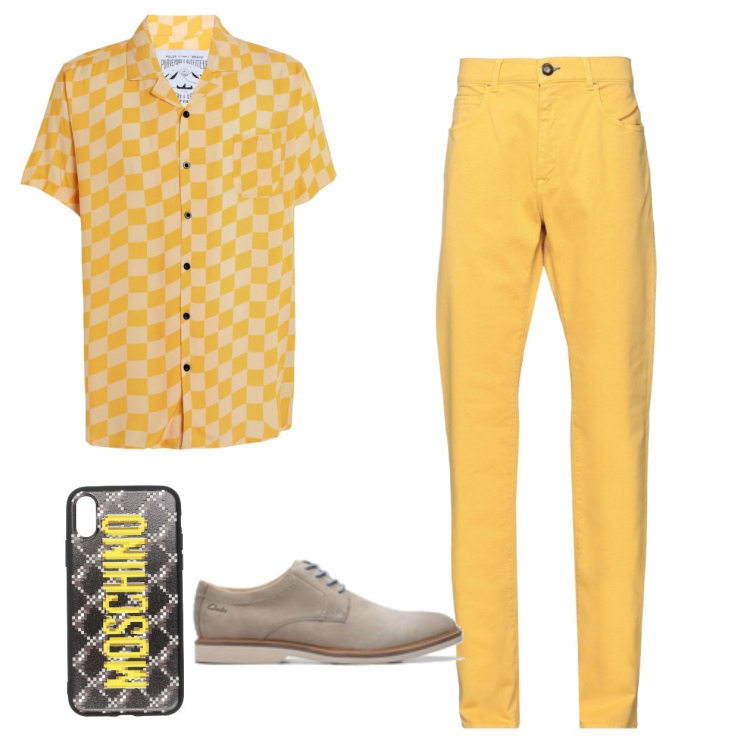 Outfit hombre - Urban #2958. Estilo Urban para Oficina. Combinación con zapatos con cordones, camisas de manga corta, fundas para teléfono, pantalones.