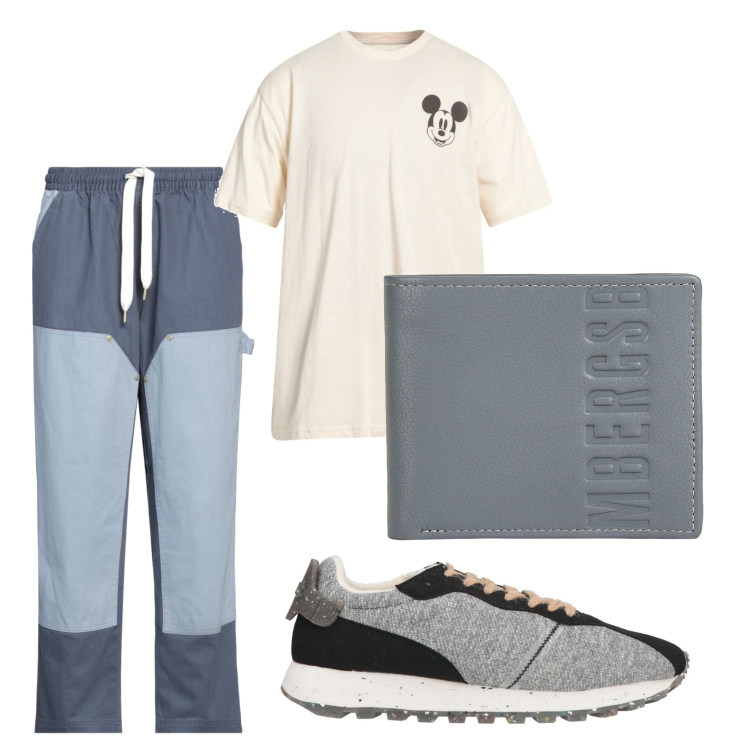 Outfit hombre - Casual look. Estilo Casual para Todos los días. Combinación con sneakers, camiseta, pantalones, carteras.
