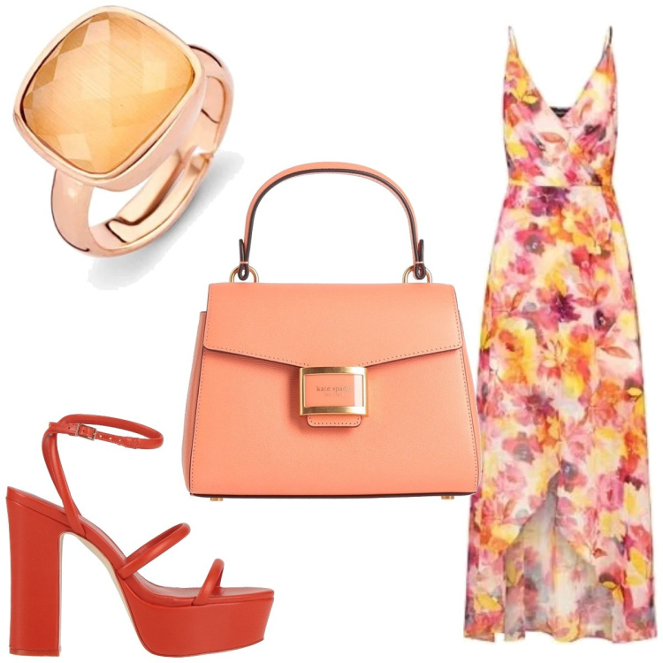 Outfit femme - Casual chic #10018. Style Casual chic pour Soirée dehors. Assortir avec robes, sandales à talon, sacs à main, boucles d'oreilles.