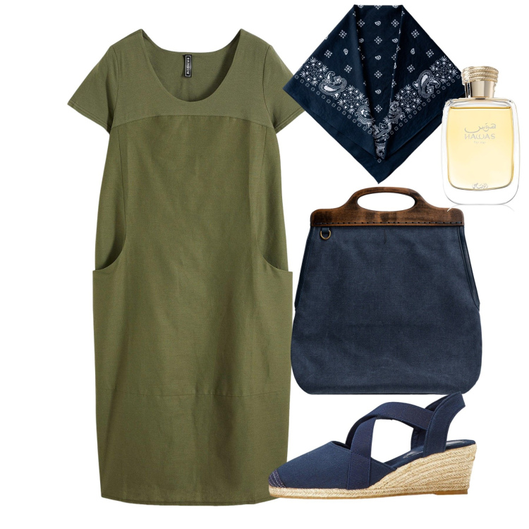 Outfit donna - Giugno. Stile Bon Ton per Tutti i giorni. Abbinamento con vestiti, sandali col tacco, profumi, borse a tracolla, foulard.