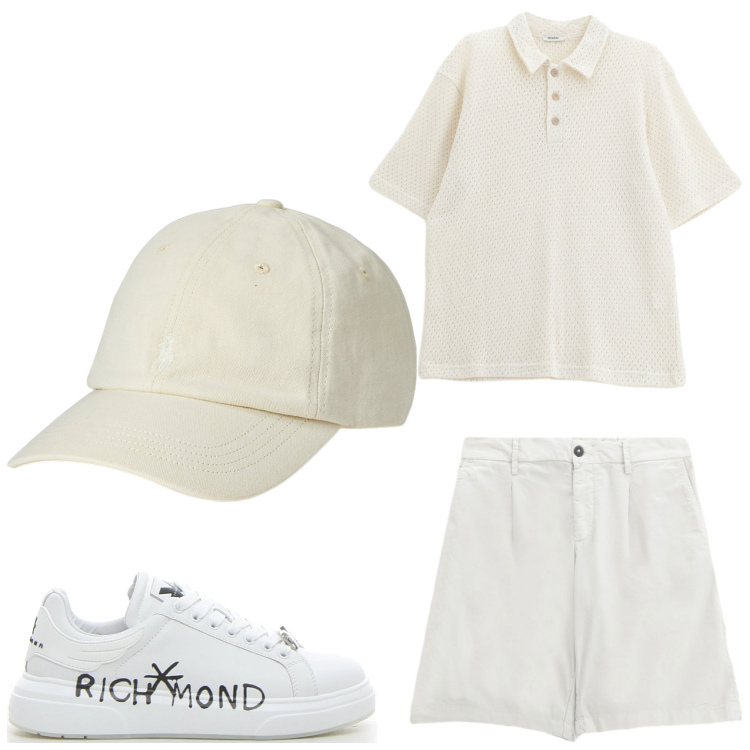 Outfit uomo - Wimbledon. Stile Casual per Tutti i giorni. Abbinamento con bermuda, polo, cappelli, sneakers.