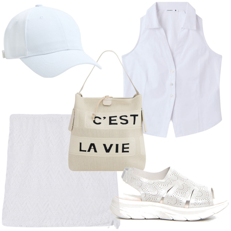 Outfit donna - Coordinati leggeri e chic. Stile Casual chic per Tutti i giorni. Abbinamento con cappelli, camicie, minigonne, borse a mano, sandali.