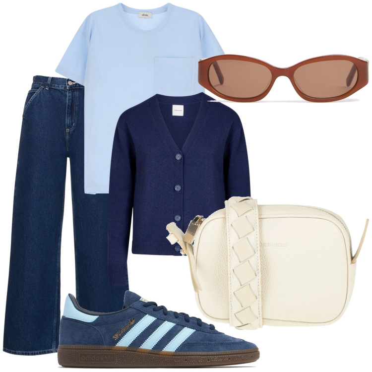 Outfit donna - Pinterest. Stile Casual per Scuola/Università. Abbinamento con borse a tracolla, t-shirt, cardigans, pantaloni, occhiali da sole, sneakers.