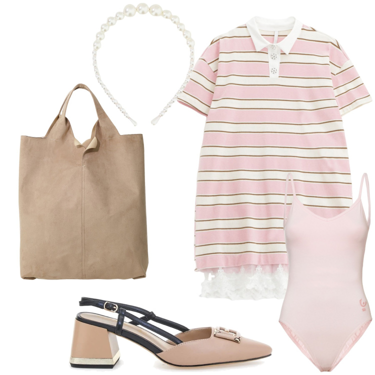 Outfit donna - Chic pure a far la spesa. Stile Bon Ton per Tutti i giorni. Abbinamento con vestiti corti, body, cerchietti, shopping bag, décolleté.