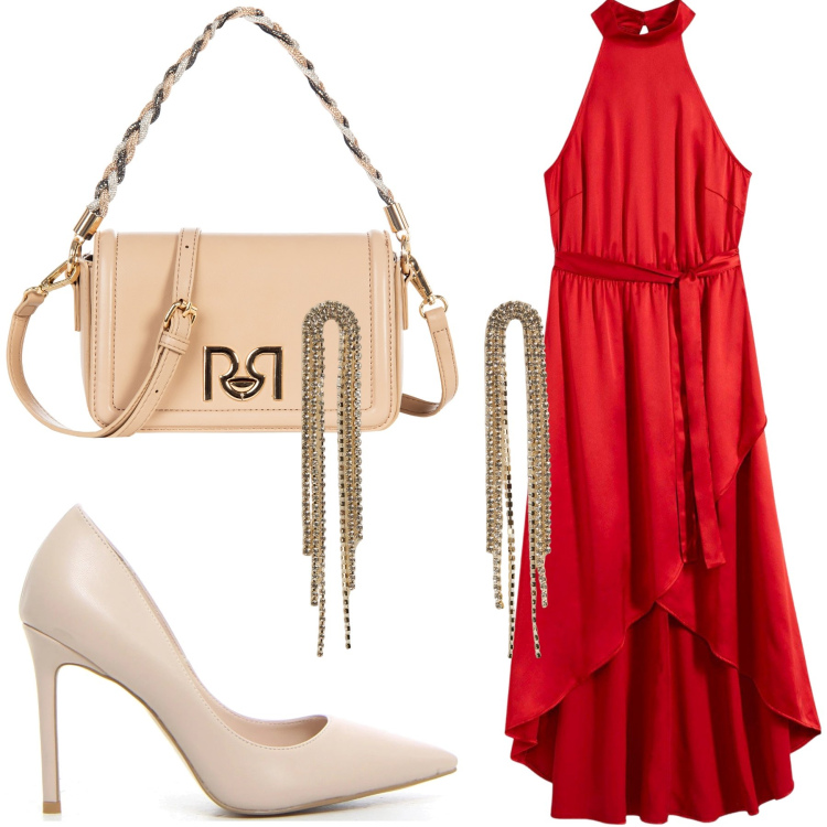 Outfit donna - Total look #2176314. Stile Glamour per Cerimonia. Abbinamento con vestiti, orecchini, borse a tracolla, décolleté.