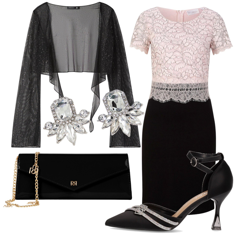 Outfit donna - Total look #2176327. Stile Bon Ton per Cerimonia. Abbinamento con vestiti, bolero, pochette, orecchini, décolleté.