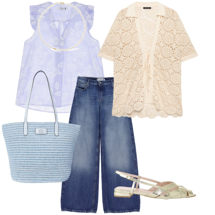 Outfit donna - Per tutti i giorni. per Tutti i giorni. Abbinamento con jeans, canottiere, sandali, borse tote, camicie a manica corta, collane.