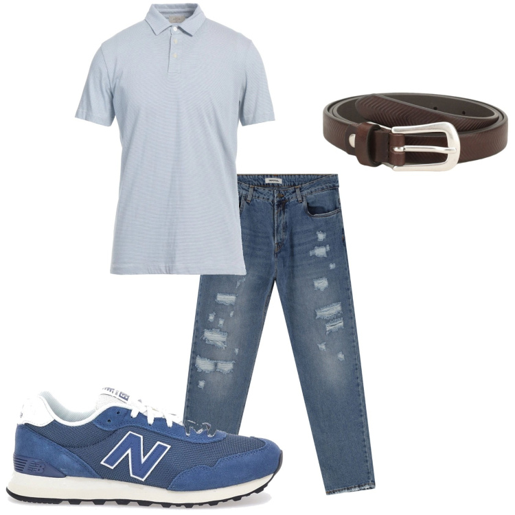 Outfit uomo - Tutto questo per la città. Stile Casual per Tutti i giorni. Abbinamento con polo, cinture, jeans, sneakers.