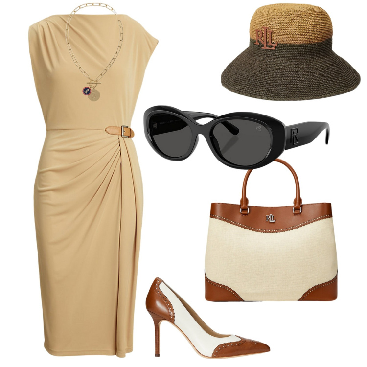 Outfit donna - Sentirsi un po\' diva. per Ufficio. Abbinamento con occhiali da sole, décolleté, vestiti a tubino, cappelli, ciondoli, borse a mano.