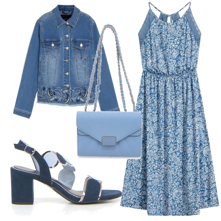 Outfit donna - Total look #2176603. Stile Romantica per Serata fuori. Abbinamento con vestiti, blazer, sandali col tacco, borse a tracolla.