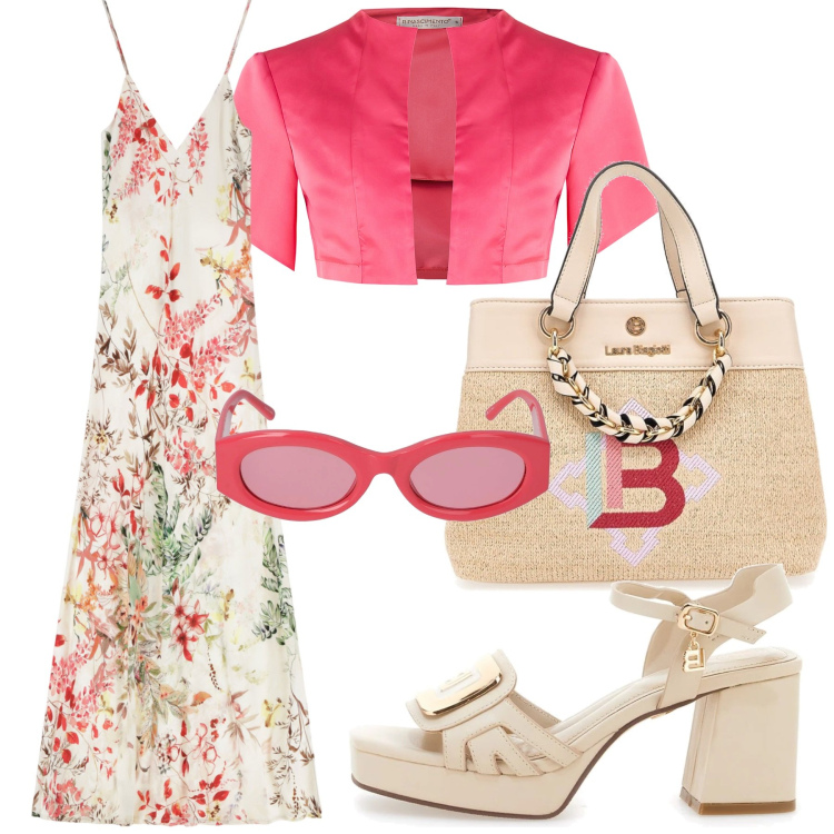 Outfit donna - Occhiali da sole. Stile Glamour per Tutti i giorni. Abbinamento con bolero, vestiti lunghi, sandali col tacco, borse a mano, occhiali da sole.