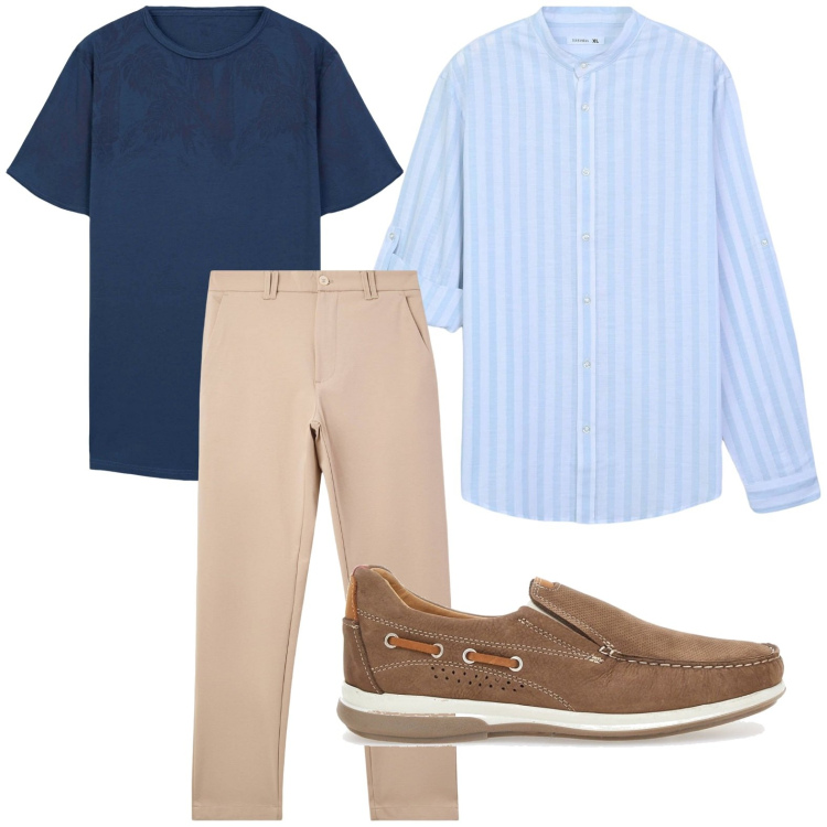Outfit uomo - Righe stilose. Stile Trendy per Tutti i giorni. Abbinamento con camicie, pantaloni chino, t-shirt, scarpe stringate.