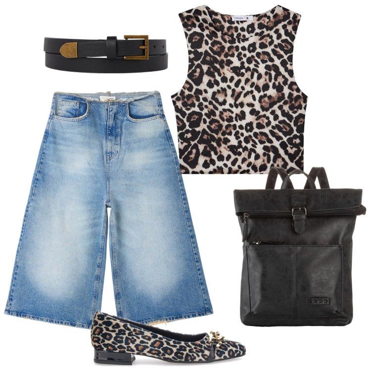 Outfit donna - Jeans modello wide leg. Stile Casual per Tutti i giorni. Abbinamento con zaini, jeans, top, cinture, ballerine.