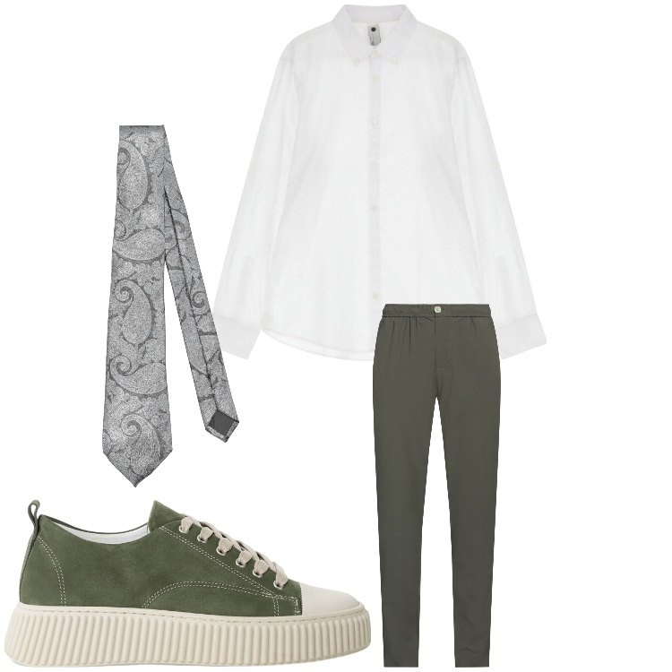Outfit uomo - Lino e cravatta. Stile Business/Elegante per Serata speciale. Abbinamento con cravatte, pantaloni, sneakers, camicie.
