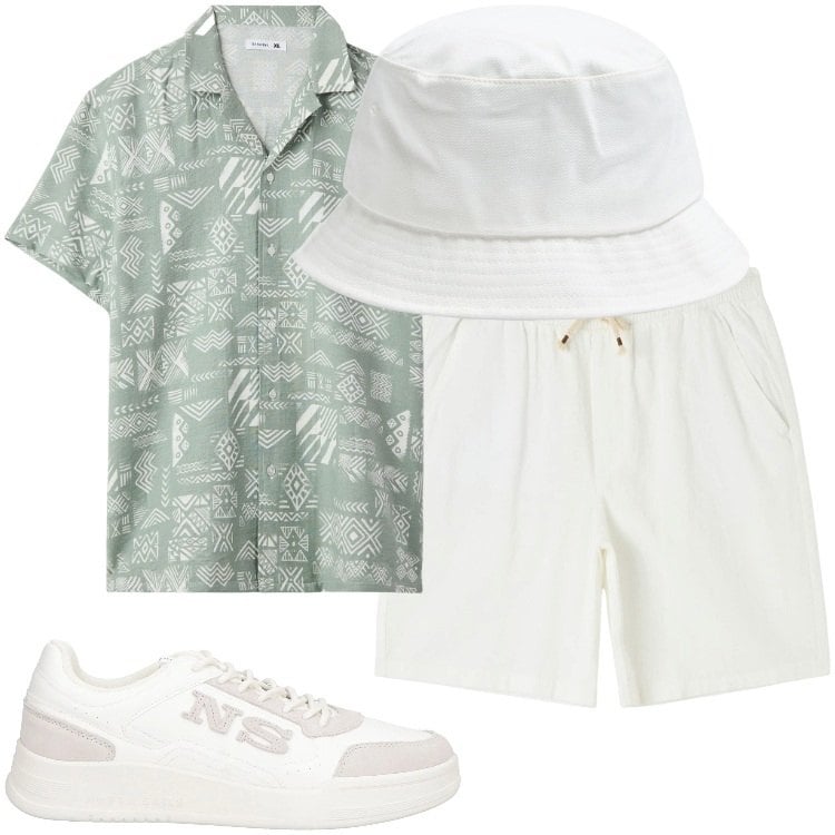Outfit uomo - Total look #2177050. Stile Urban per Tutti i giorni. Abbinamento con sneakers, shorts, camicie a manica corta, cappelli.