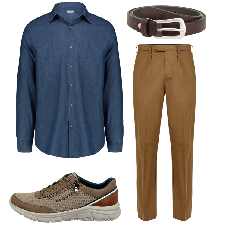 Outfit uomo - Aperitivo e cena. Stile Trendy per Serata speciale. Abbinamento con cinture, pantaloni, sneakers, camicie.