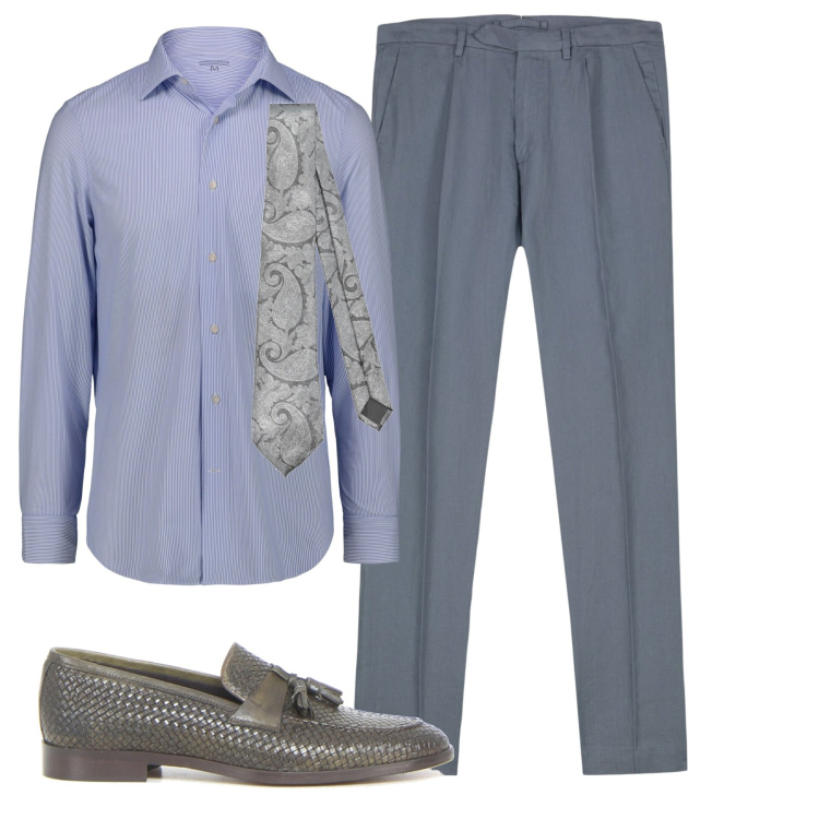 Outfit uomo - In ufficio. Stile Business/Elegante per Ufficio. Abbinamento con cravatte, pantaloni, camicie, scarpe stringate.