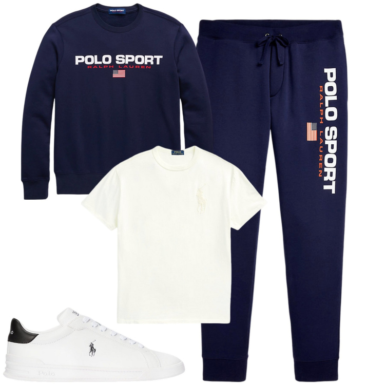 Outfit uomo - La tuta Ralph Lauren. Stile Casual per Tutti i giorni. Abbinamento con sneakers, pantaloni, t-shirt, felpe.