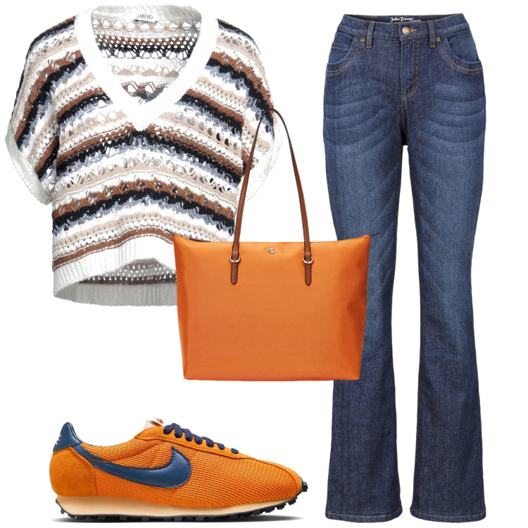 Outfit donna - Total look #2177141. Stile Basic per Tutti i giorni. Abbinamento con jeans bootcut, pullovers, borse tote, sneakers.