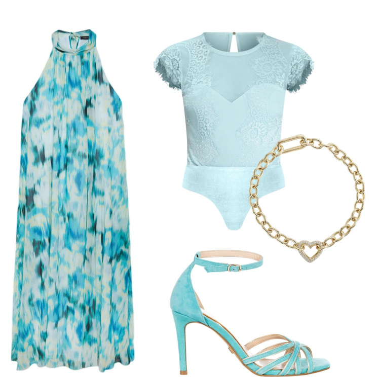 Outfit donna - Maxi dress, maxi libertà. Stile Minimal per Serata fuori. Abbinamento con braccialetti, body, sandali col tacco, vestiti lunghi.