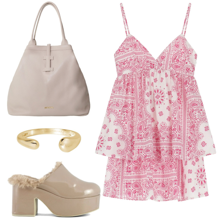 Outfit donna - La tua idea in stile bohemien. Stile Boho per Tutti i giorni. Abbinamento con anelli, vestiti corti, borse tote, sabot.