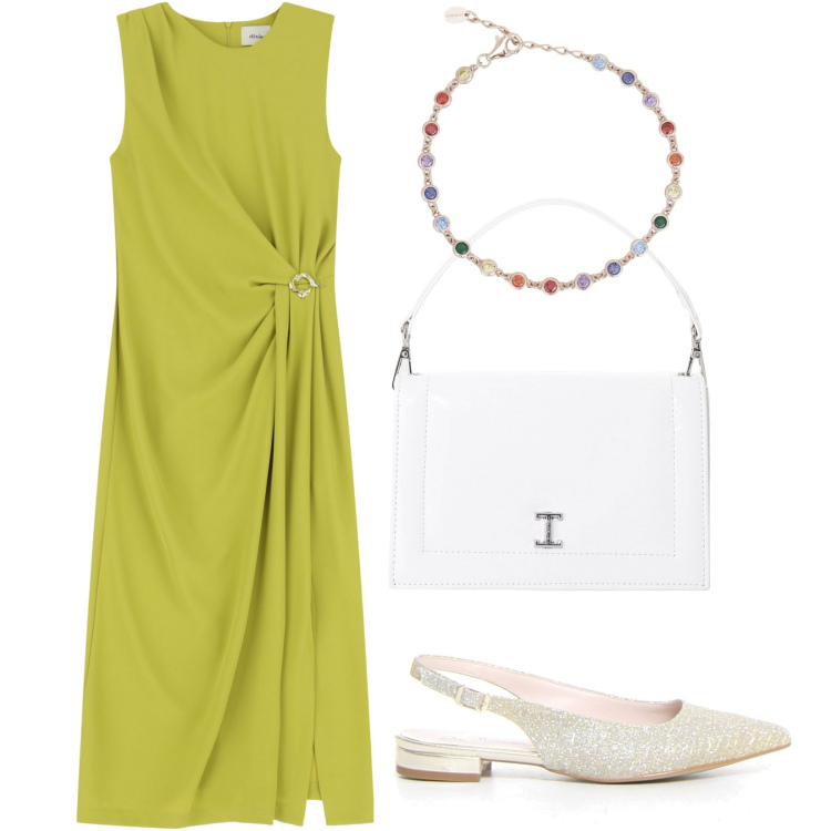 Outfit donna - Total look #2177504. Stile Bon Ton per Serata fuori. Abbinamento con braccialetti, borse a tracolla, vestiti midi/longuette, décolleté.