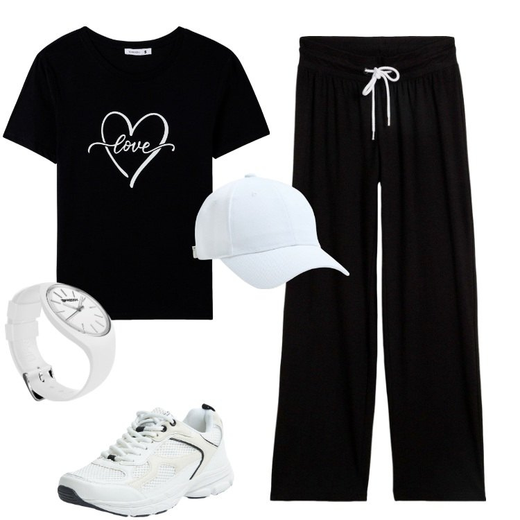 Outfit donna - Total look #2177505. Stile Basic per Tutti i giorni. Abbinamento con pantaloni, t-shirt, cappelli, sneakers, orologi.