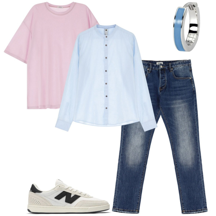 Outfit uomo - Imperial - The art of Vacation. Stile Trendy per Tutti i giorni. Abbinamento con orecchini, sneakers, camicie, t-shirt, jeans dritti.