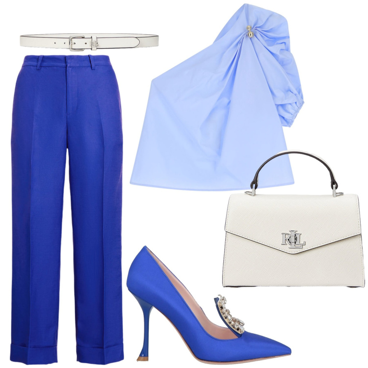 Outfit donna - Total look #2177548. Stile Bon Ton per Serata fuori. Abbinamento con décolleté, top, cinture, pantaloni, borse a mano.