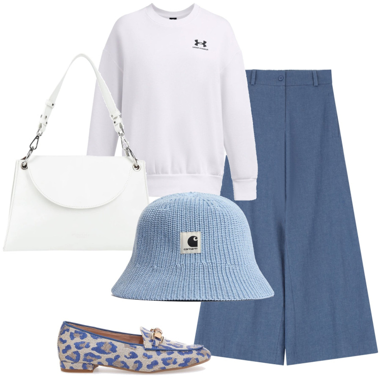 Outfit donna - Se fa fresco. Stile Urban per Tutti i giorni. Abbinamento con borse a mano, jeans, mocassini, felpe, cappelli.