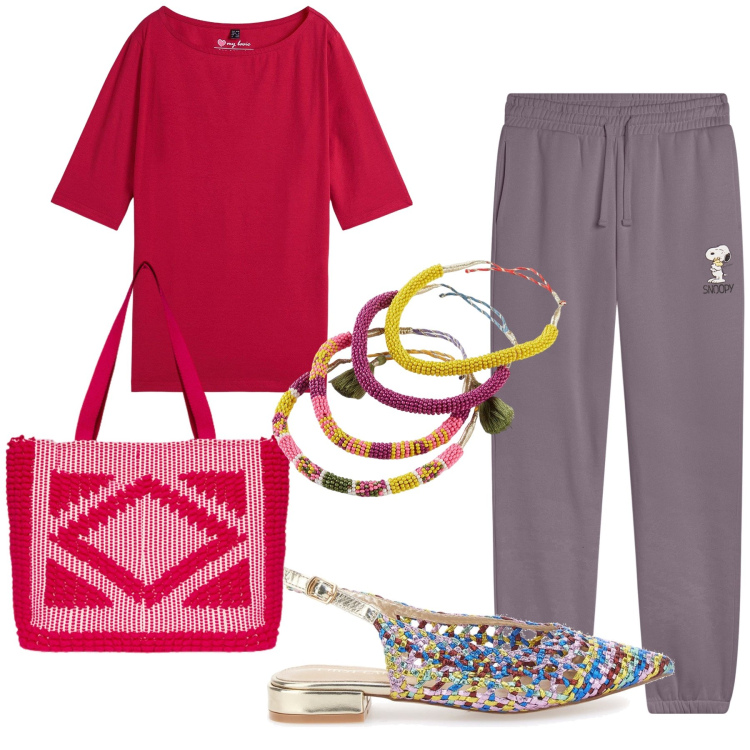 Outfit donna - W gli accessori. Stile Trendy per Tutti i giorni. Abbinamento con maglieria, braccialetti, pantaloni, ballerine, borse a mano.