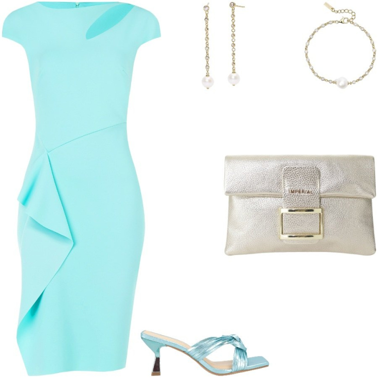 Outfit donna - Il dettaglio cut out. Stile Chic per Cerimonia. Abbinamento con sandali in pelle, vestiti a tubino, orecchini, braccialetti, pochette.