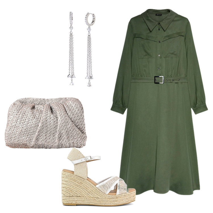 Outfit donna - Total look #2177882. Stile Casual per Tutti i giorni. Abbinamento con orecchini, clutch, vestiti lunghi, zeppe.
