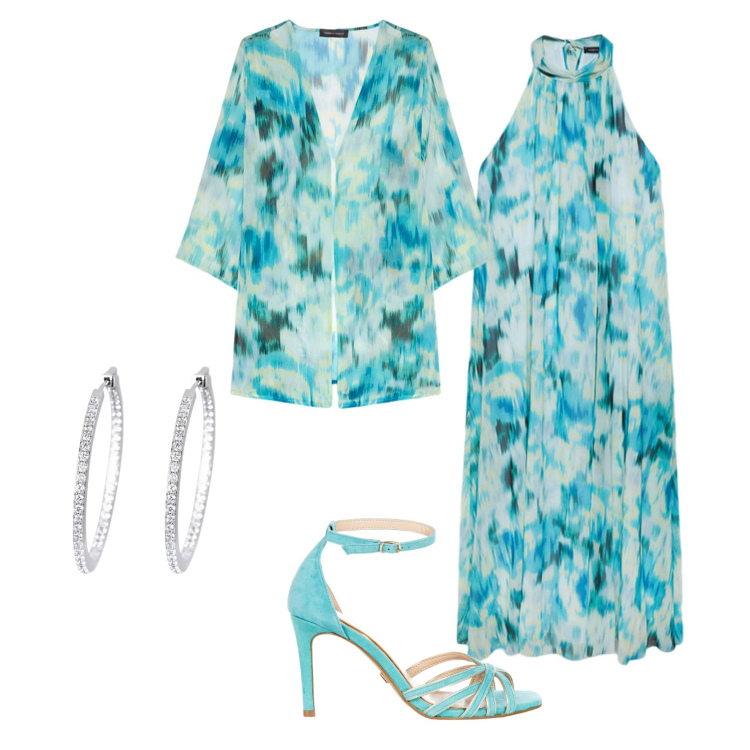 Outfit donna - Total look #2177884. Stile Glamour per Cerimonia. Abbinamento con orecchini, sandali col tacco, vestiti lunghi, blazer.
