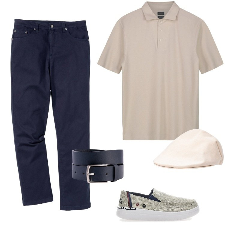 Outfit uomo - Total look #2178145. Stile Casual per Tutti i giorni. Abbinamento con pantaloni, cappelli e berretti, scarpe stringate, cinture, polo.