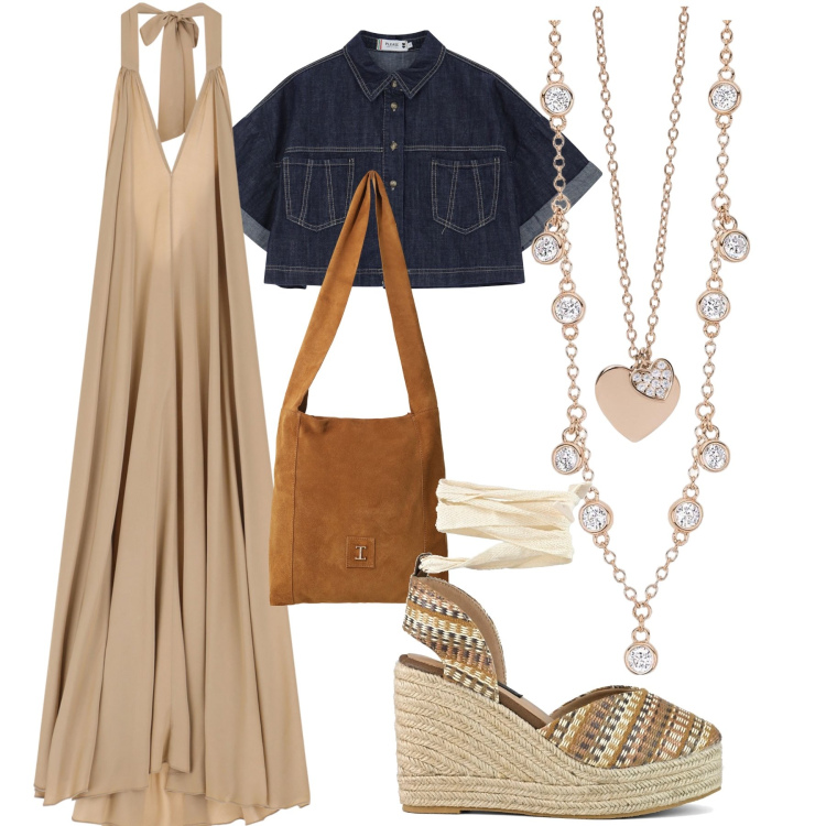 Outfit donna - Boholove. Stile Boho per Tutti i giorni. Abbinamento con collane, ciondoli, blazer, borse a tracolla, vestiti lunghi, zeppe.