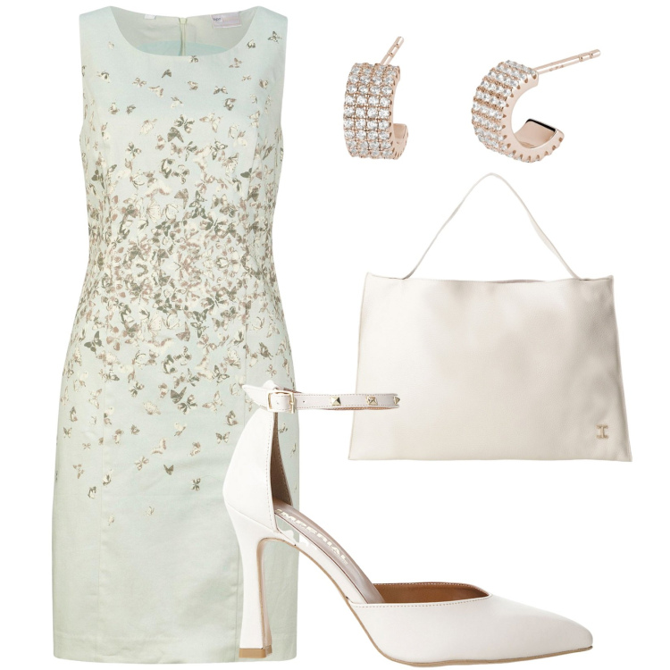 Outfit donna - Cerimonia informale. Stile Chic per Cerimonia. Abbinamento con vestiti a tubino, orecchini, décolleté, borse a spalla.